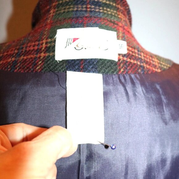 Vintage Women's Plaid Heavy Wool Coat Button Up Pladed Jacket Size 16 - Picture 14 of 15